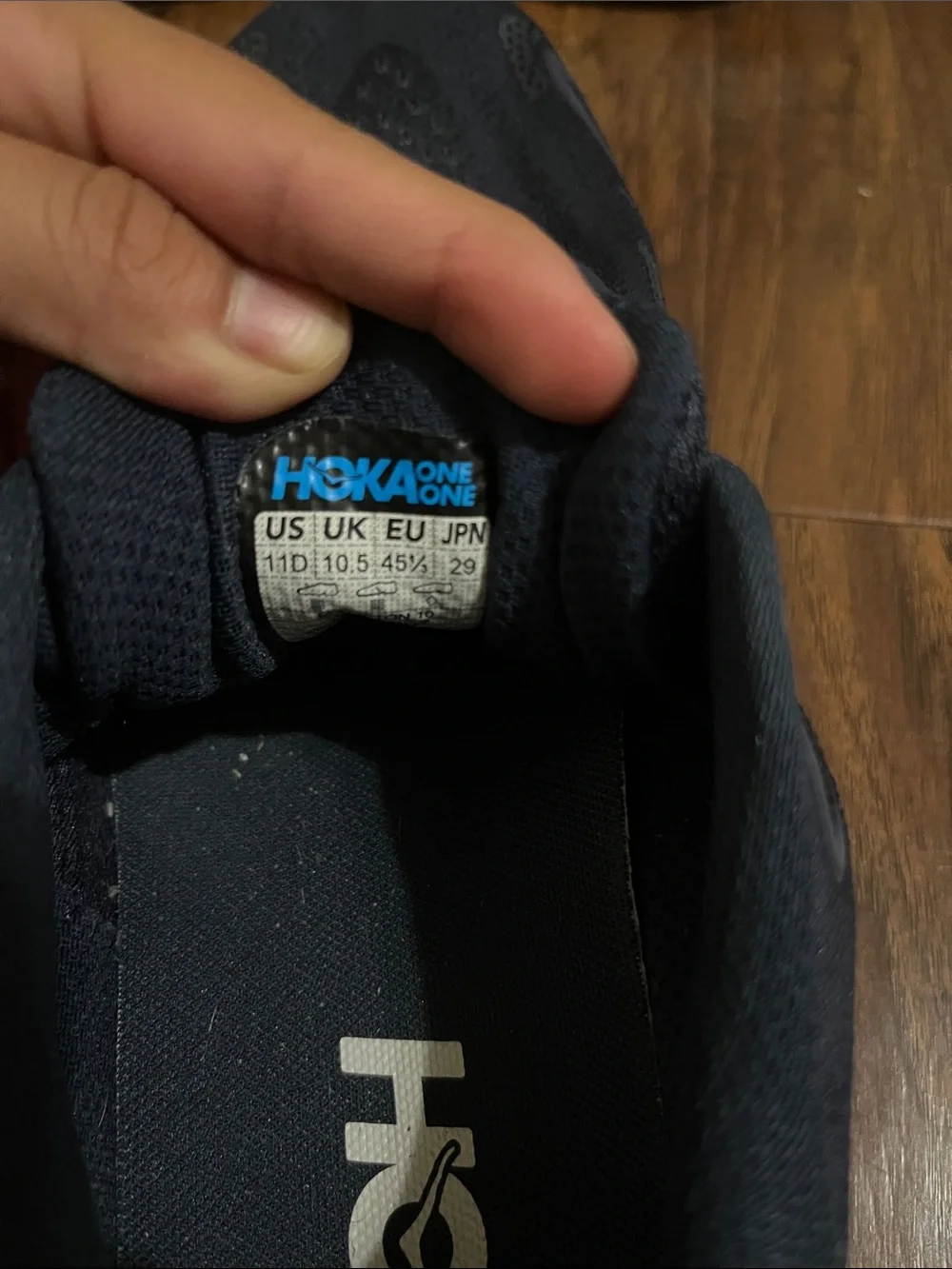 Hoka Men's Navy and White Running Sneakers